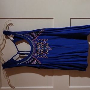 Embroidered Blue Tank Top